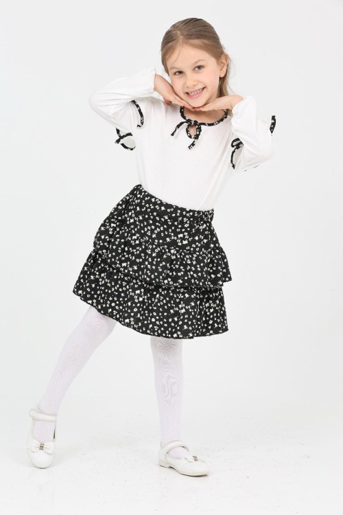 Kız Çocuk Bürümcük Etekli ve Bluzlu 2li Elbise (Etek+Bluz) 12189