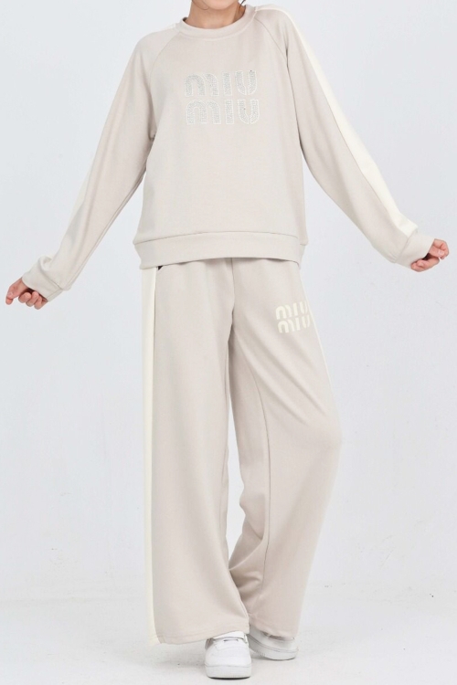 Kız Çocuk Oysho Kumaş Şerit Garni Detaylı Alt-Üst Takım 12302