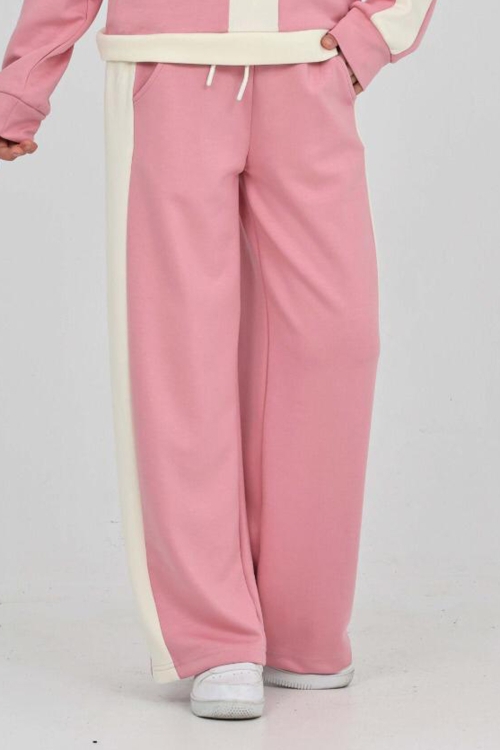 Kız Çocuk Double Face Kumaş Yarım Fermuarlı Ve Şerit Garni Detaylı Alt-Üst Takım 12300