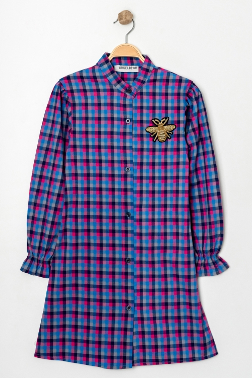 Kız Çocuk Ekose Desenli Elbise 12168