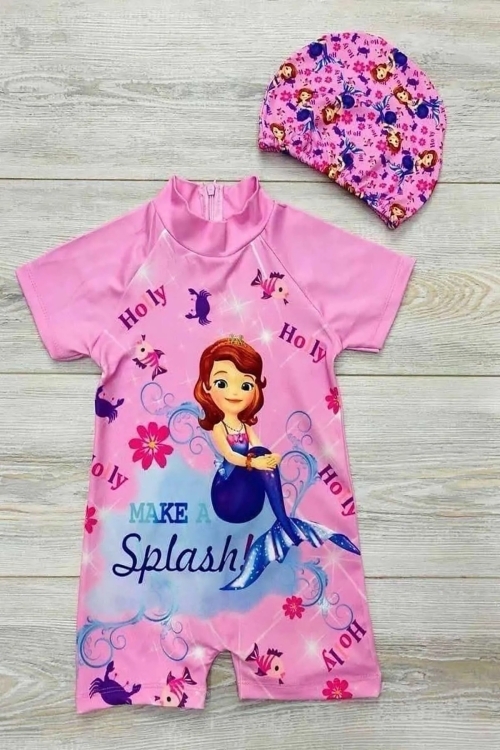 Kız Çocuk Fermuarlı Mayo Takımı 5-16 Yaş 12242