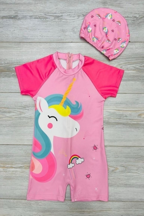 Kız Çocuk Fermuarlı Mayo Takımı 5-16 Yaş 12242