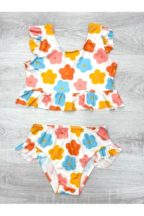 Kız Çocuk Fırfırlı Mayo Takımı 2-10 Yaş 12221