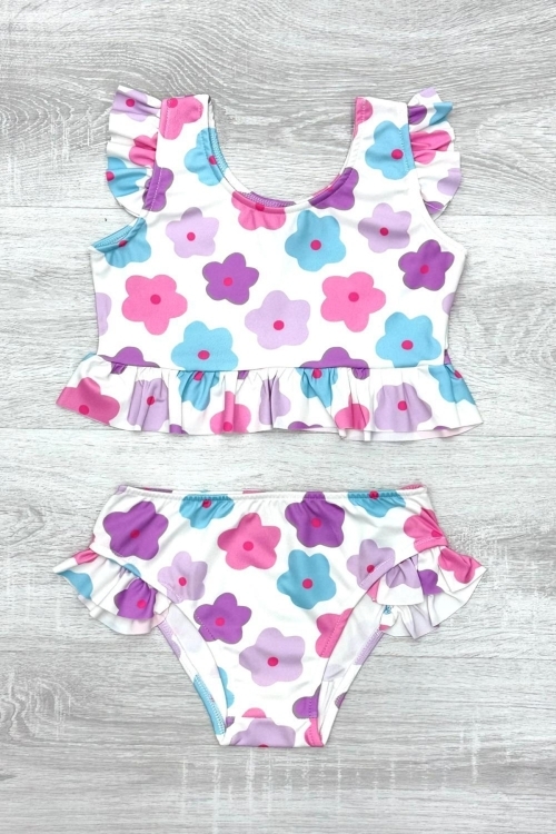 Kız Çocuk Fırfırlı Mayo Takımı 2-10 Yaş 12221