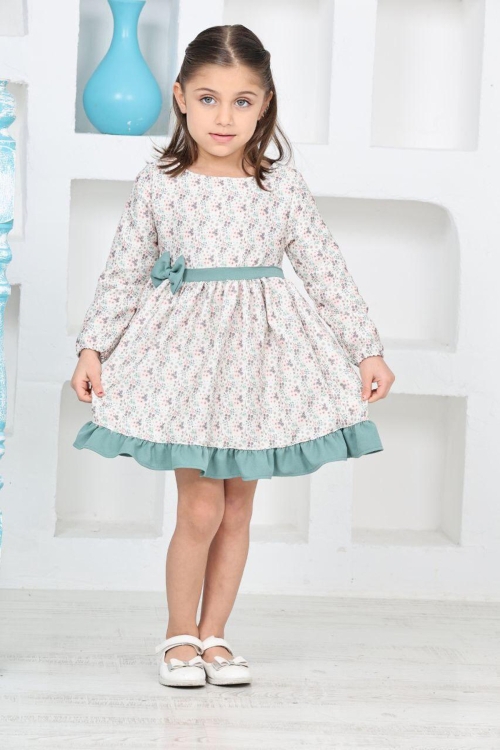 Kız Çocuk Fırfırlı Ve Fiyonklu Elbise 12173