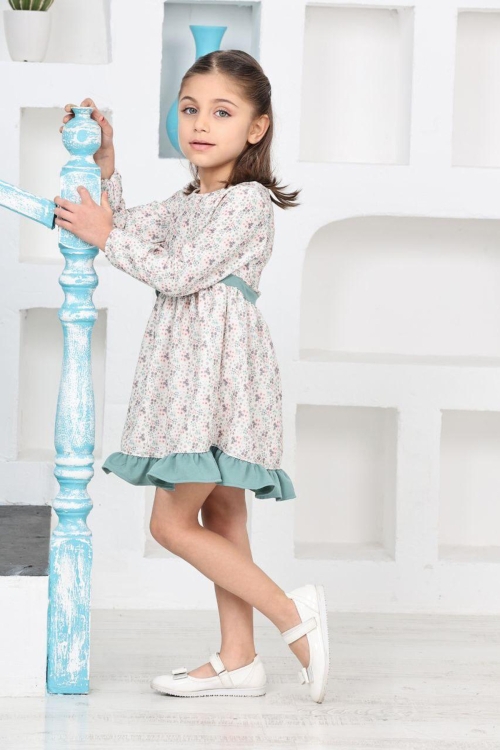 Kız Çocuk Fırfırlı Ve Fiyonklu Elbise 12173