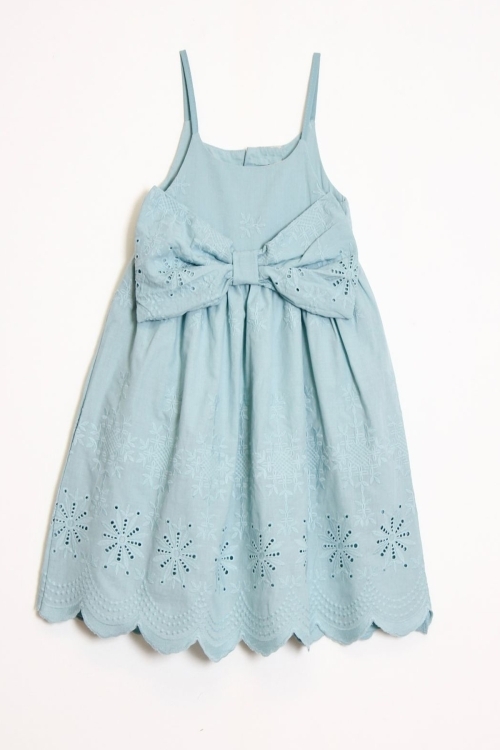 Kız Çocuk Fiyok Detaylı Askılı Kolu Dokuma Elbise 6-10 Yaş 12249