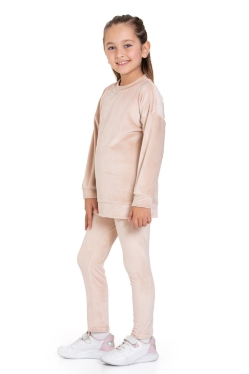 Kız Çocuk Fransız İpek Kadife Alt Üst Takım 12132