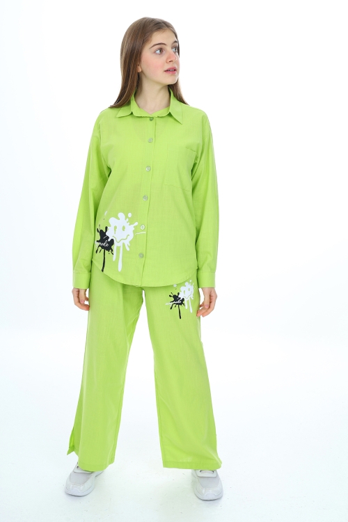 Kız Çocuk Gömlekli Alt-Üst Takım Px311