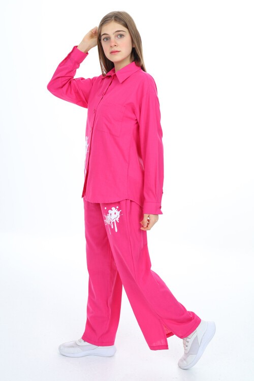 Kız Çocuk Gömlekli Alt-Üst Takım Px311