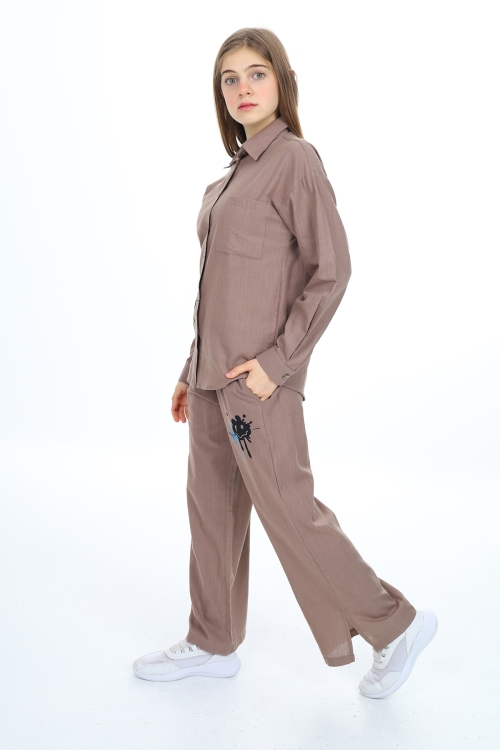 Kız Çocuk Gömlekli Alt-Üst Takım Px311