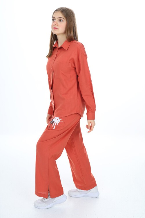 Kız Çocuk Gömlekli Alt-Üst Takım Px311