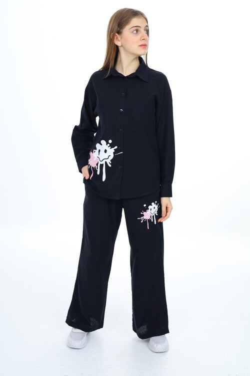 Kız Çocuk Gömlekli Alt-Üst Takım Px311