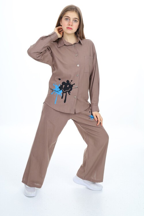 Kız Çocuk Gömlekli Alt-Üst Takım Px311