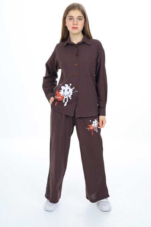 Kız Çocuk Gömlekli Alt-Üst Takım Px311