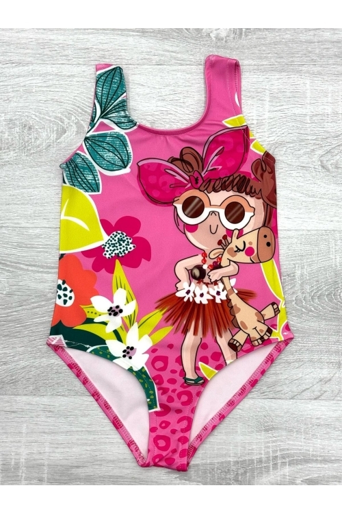 Kız Çocuk Görsel Baskılı Tek Parça Mayo 3-10 Yaş 12213