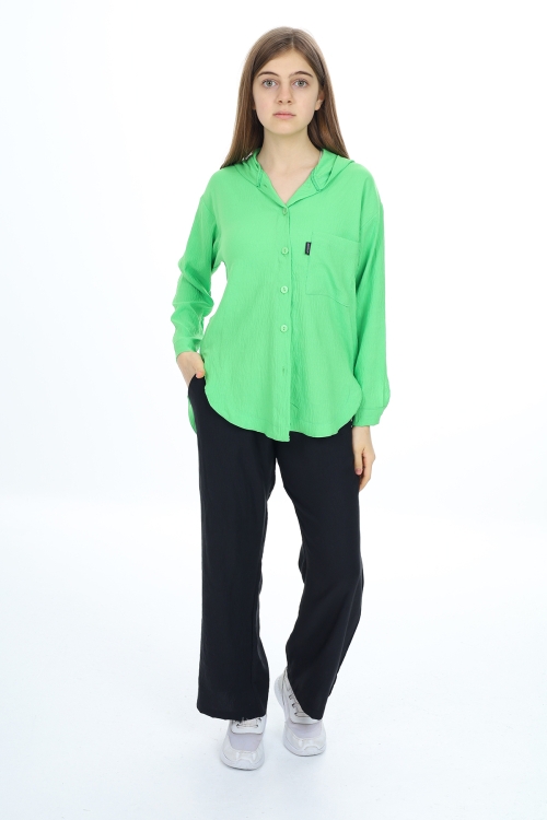 Kız Çocuk Kapüşonlu Gömlekli Takım Px309