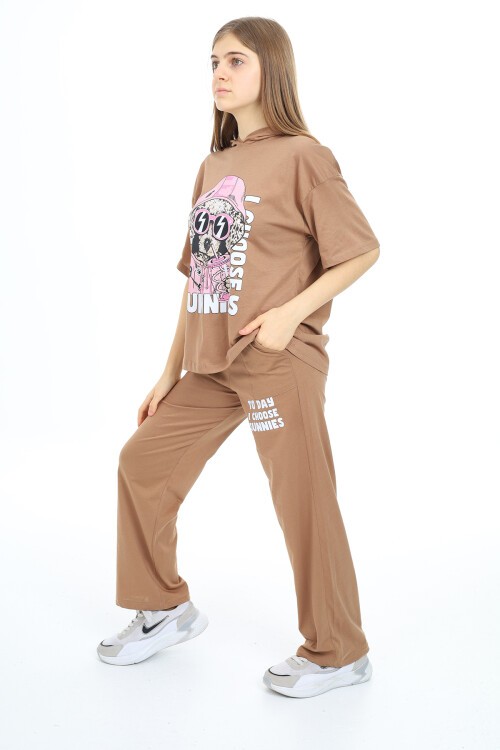 Kız Çocuk Kapüşonlu Alt-Üst Yazlık Takım 12153