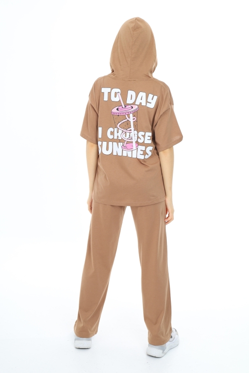 Kız Çocuk Kapüşonlu Alt-Üst Yazlık Takım 12153