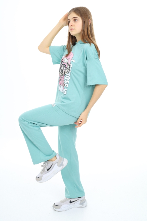 Kız Çocuk Kapüşonlu Alt-Üst Yazlık Takım 12153