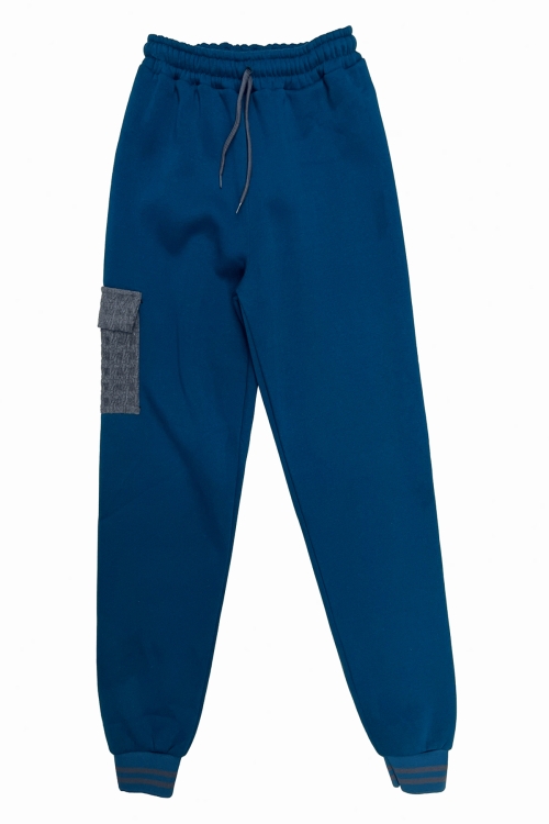 Kız Çocuk Kargo Cepli Gömlek Yakalı ve Yaka Taşlı 3 İplik  Alt Üst Takım 12328