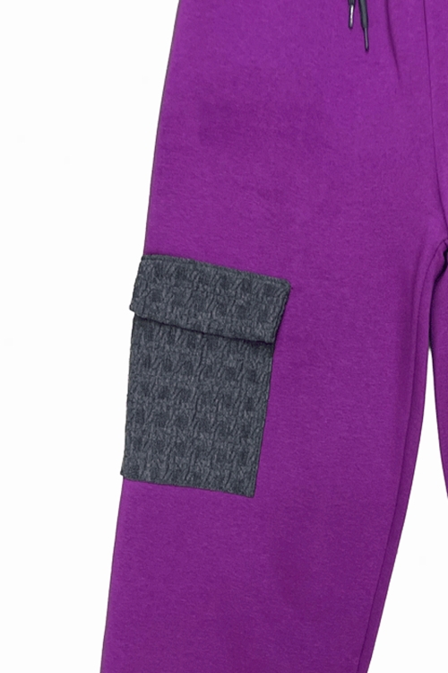 Kız Çocuk Kargo Cepli Gömlek Yakalı ve Yaka Taşlı 3 İplik  Alt Üst Takım 12328