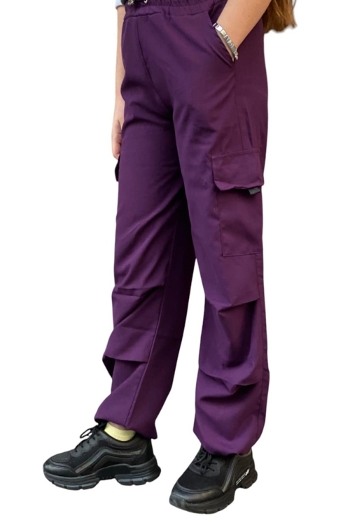 Kız Çocuk Kargo Cepli Paraşüt Pantolon 12126