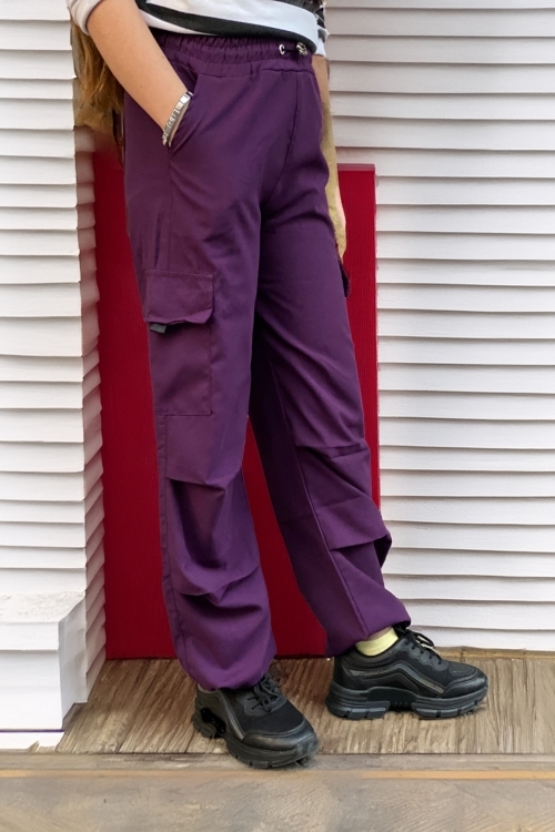 Kız Çocuk Kargo Cepli Paraşüt Pantolon 12158