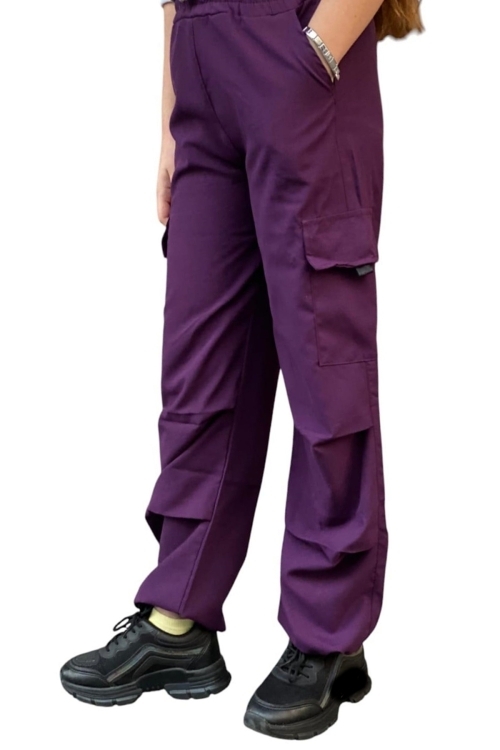 Kız Çocuk Kargo Cepli Paraşüt Pantolon 12162