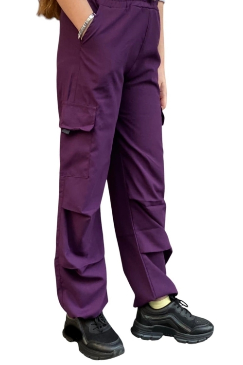 Kız Çocuk Kargo Cepli Paraşüt Pantolon 12162