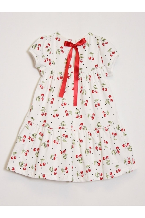 Kız Çocuk Kiraz Desenli Elbise 2-7 Yaş 12246