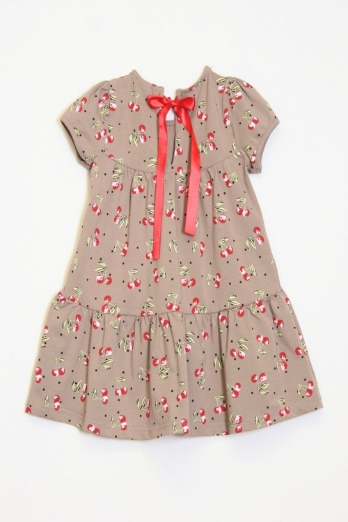 Kız Çocuk Kiraz Desenli Elbise 2-7 Yaş 12246