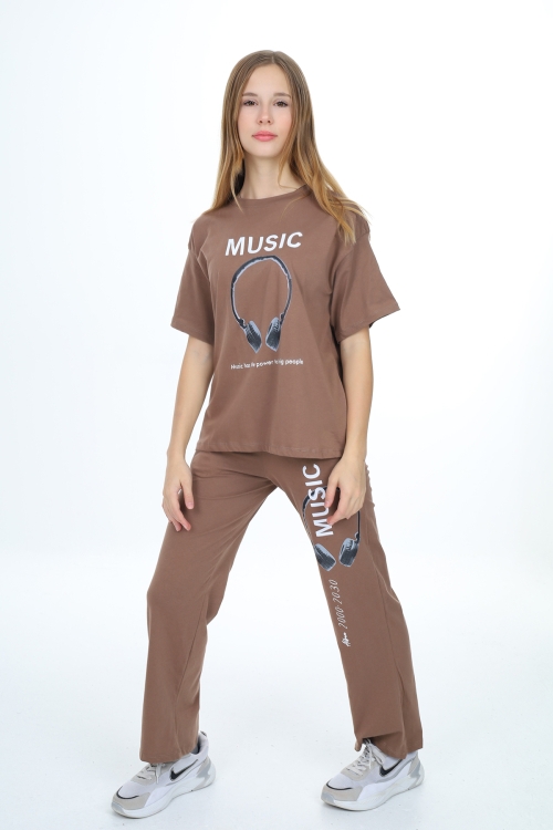 Kız Çocuk Music Baskılı Alt-Üst 2li Takım 12148