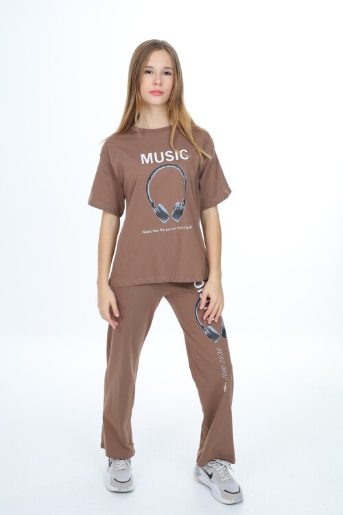 Kız Çocuk Music Baskılı Alt-Üst 2li Takım 12148