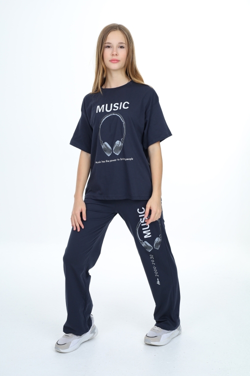 Kız Çocuk Music Baskılı Alt-Üst 2li Takım 12148