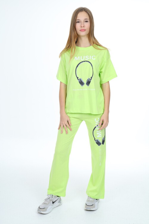 Kız Çocuk Music Baskılı Alt-Üst 2li Takım 12148