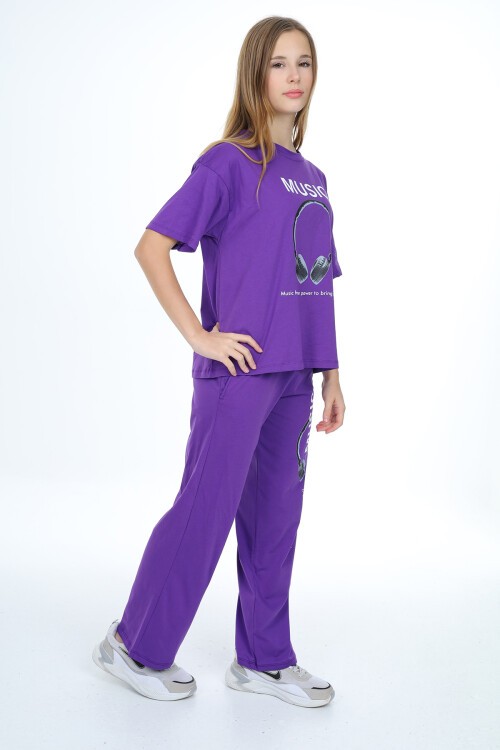 Kız Çocuk Music Baskılı Alt-Üst 2li Takım 12148