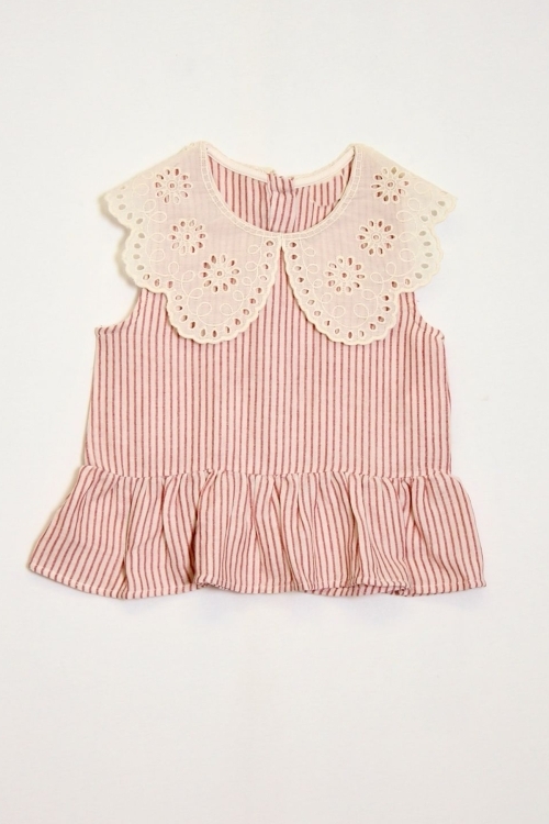 Kız Çocuk Müslin Kumaş Dantel Yakalı Takım Elbise 4-10 Yaş 12240