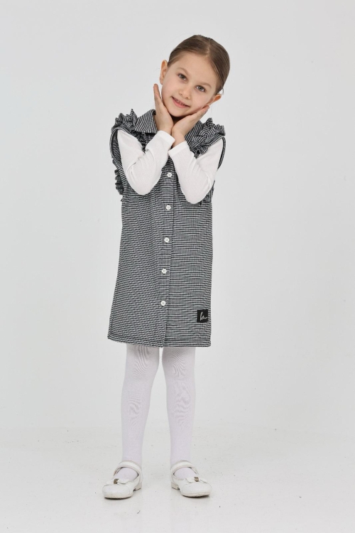 Kız Çocuk Omuz Fırfırlı 2li Elbise (Elbise+Bady Bluz)12181