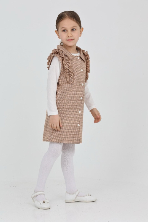 Kız Çocuk Omuz Fırfırlı 2li Elbise (Elbise+Bady Bluz)12181