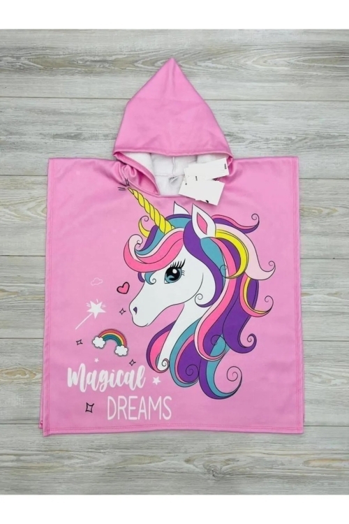 Kız Çocuk Panço Havlu (Plaj+Havuz+Banyo) 12208