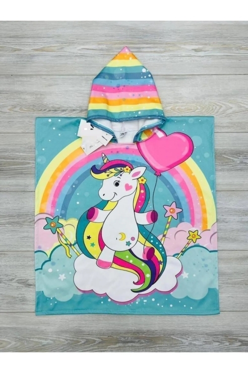 Kız Çocuk Panço Havlu (Plaj+Havuz+Banyo) 12209