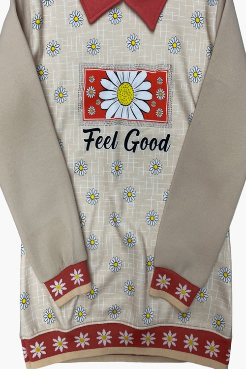 Kız Çocuk Papatya Baskılı Taş Süslemeli 3 İplik  Alt Üst Takım 12324