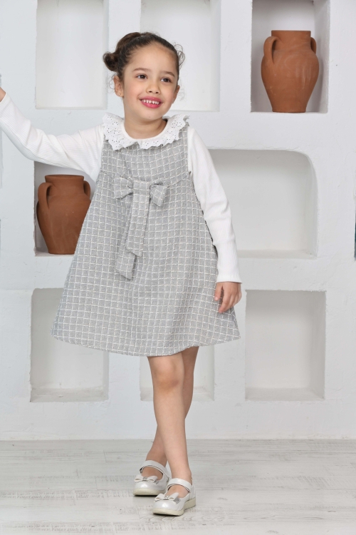 Kız Çocuk Şanel Kumaş 2li Elbise (Elbise+Bady Bluz)12174