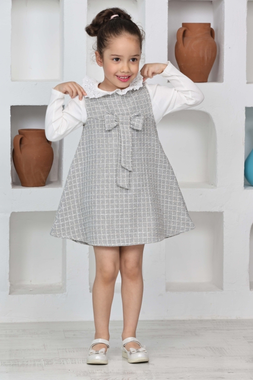 Kız Çocuk Şanel Kumaş 2li Elbise (Elbise+Bady Bluz)12174