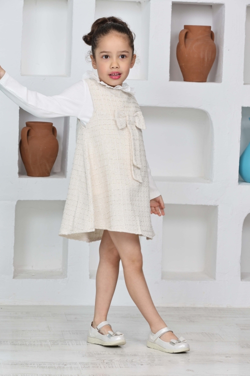 Kız Çocuk Şanel Kumaş 2li Elbise (Elbise+Bady Bluz)12174