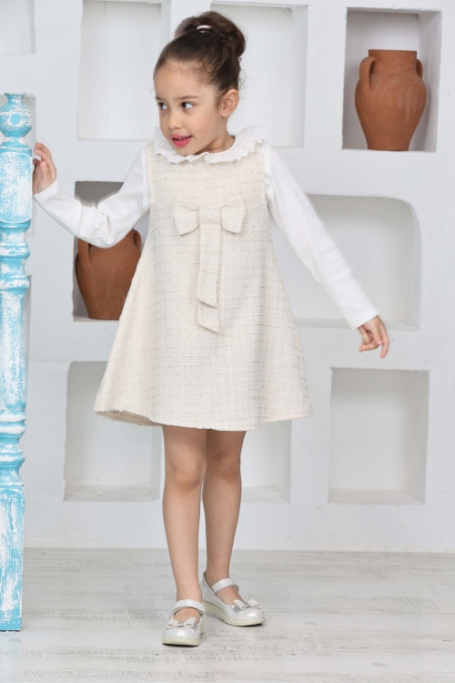 Kız Çocuk Şanel Kumaş 2li Elbise (Elbise+Bady Bluz)12174