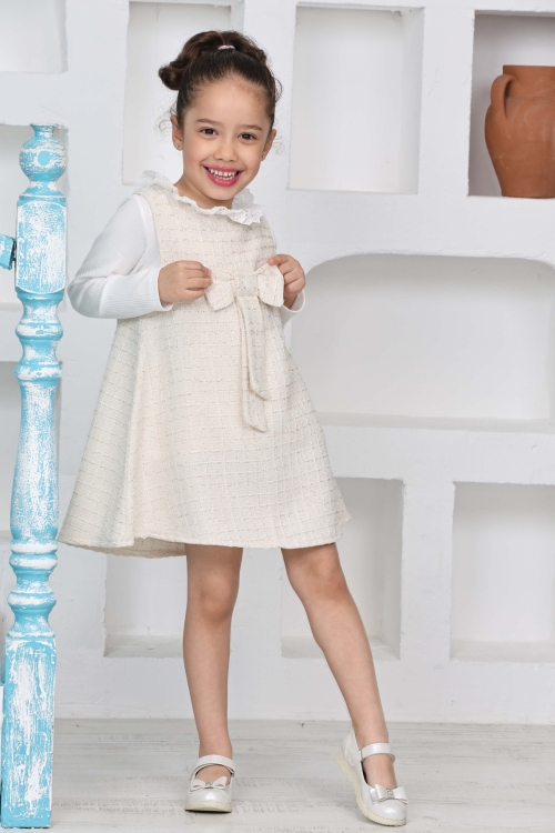 Kız Çocuk Şanel Kumaş 2li Elbise (Elbise+Bady Bluz)12174