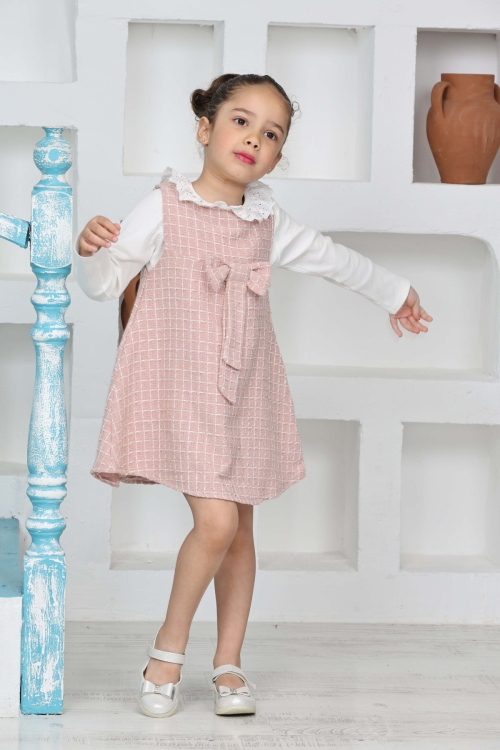 Kız Çocuk Şanel Kumaş 2li Elbise (Elbise+Bady Bluz)12174