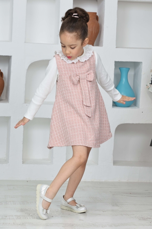 Kız Çocuk Şanel Kumaş 2li Elbise (Elbise+Bady Bluz)12174